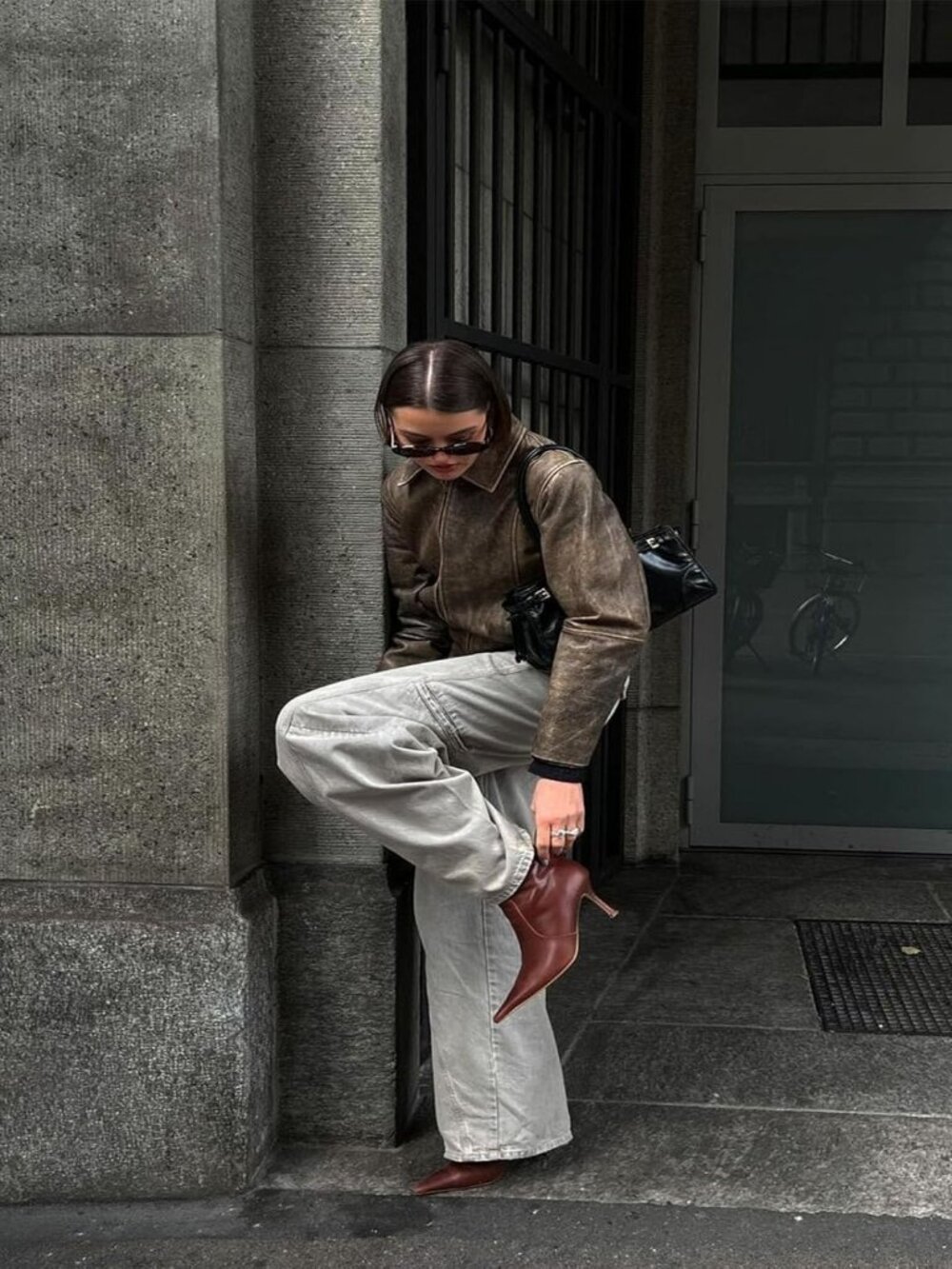 Women's A-brown Mid Calf Boots Pointed Toe Stiletto Heels Fall Side Zipper - Picture 4 of 7